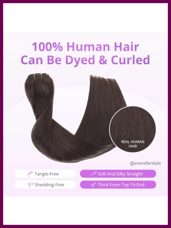 Clip In Hair Extensions Real Human Hair 8 Piece Set 20 Inch Long Straight main image 5